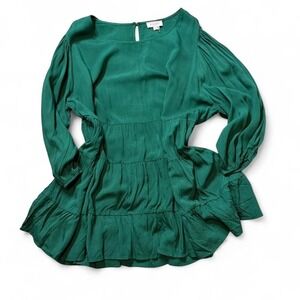 Dark Green Boho Shift Top‎